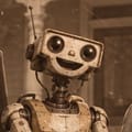 Johnny 5: a wide, grinning robot head with two lens eyes.