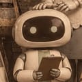 Neatpik: a small off-white robot with a dark visor and two round eyes, holding a clipboard.